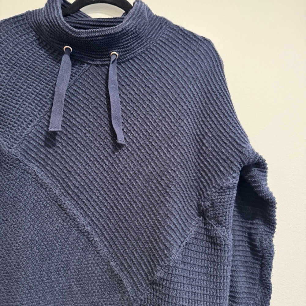 Soft Surroundings Sweater Navy Blue Knit Mock Neck Asymmetrical Patchwork M Edgy - Picture 9 of 15
